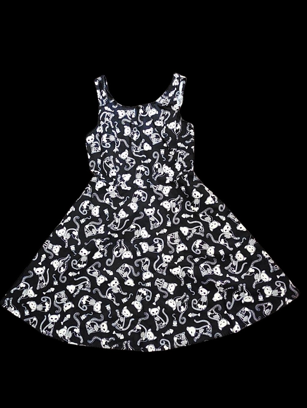 Vintage Folter Skeleton Cat Glow Dress Size M